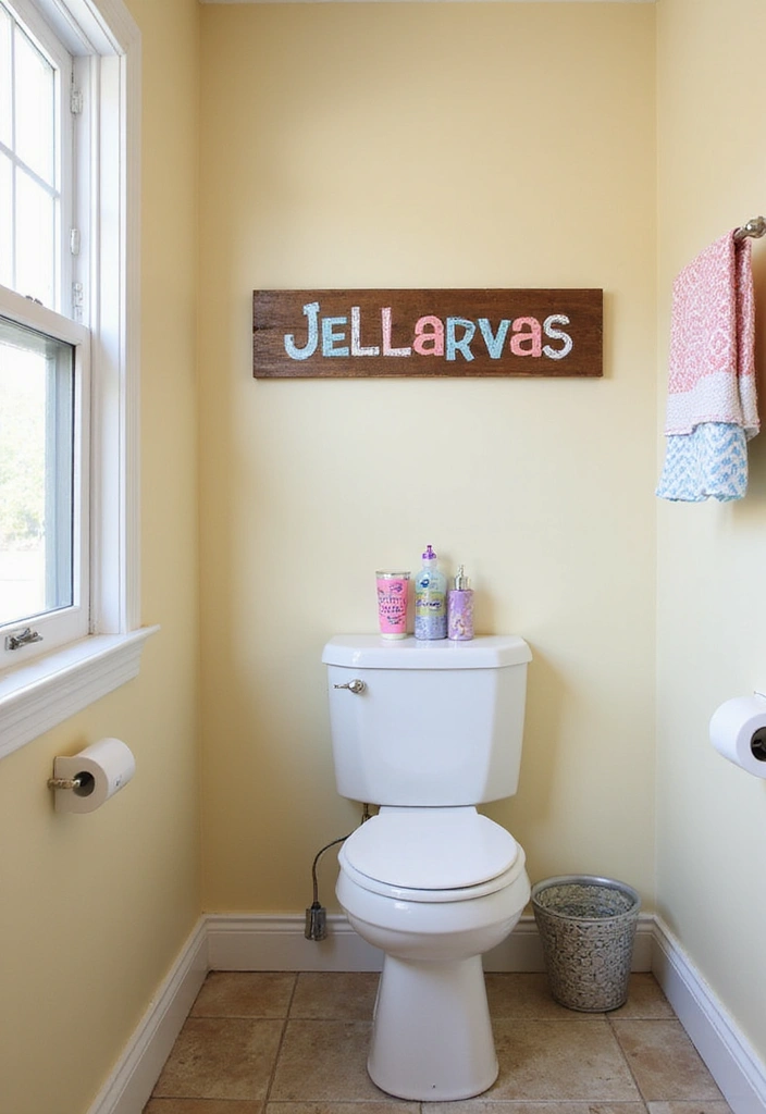 29 Boys Bathroom Decor Ideas That Look Cool - 5. Personalized Name Signs