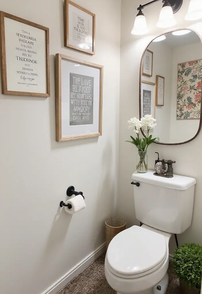 29 Coffee Shop Bathroom Ideas That Feel Cozy - 12. Charming Framed Quotes