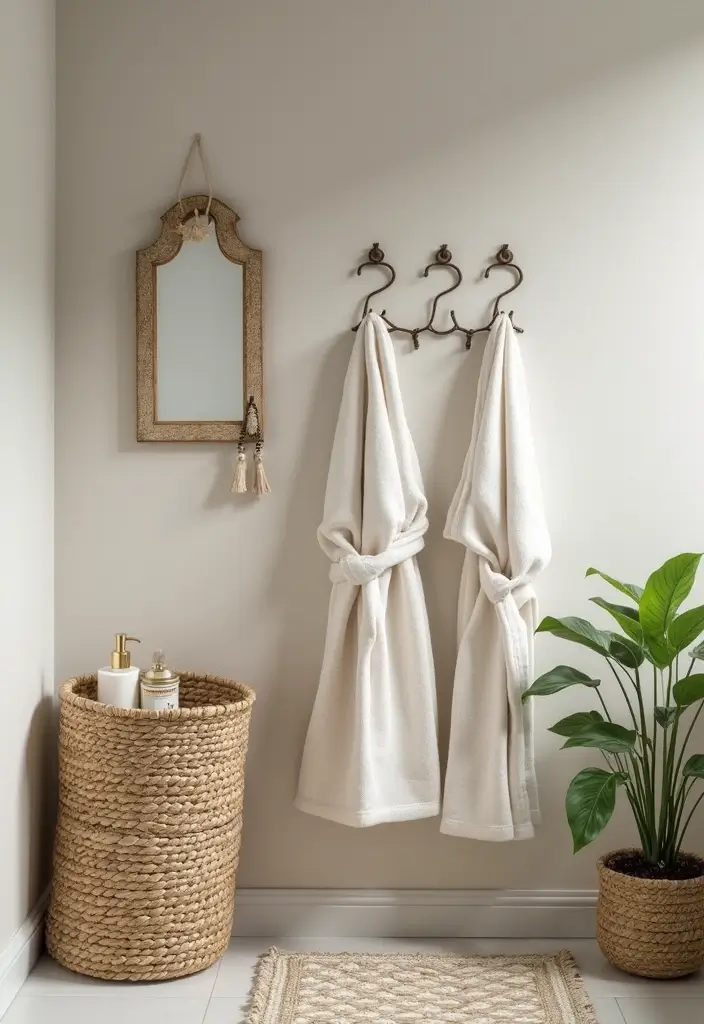 29 Coffee Shop Bathroom Ideas That Feel Cozy - 17. Cozy Bathrobe Hooks