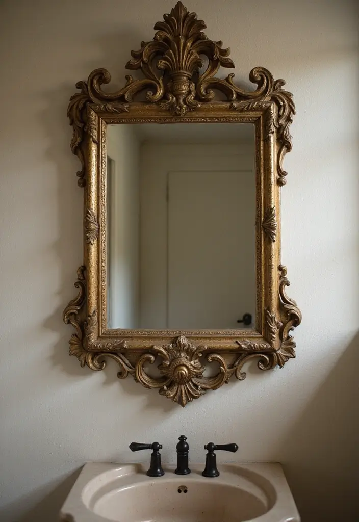 29 Coffee Shop Bathroom Ideas That Feel Cozy - 2. Vintage Mirrors