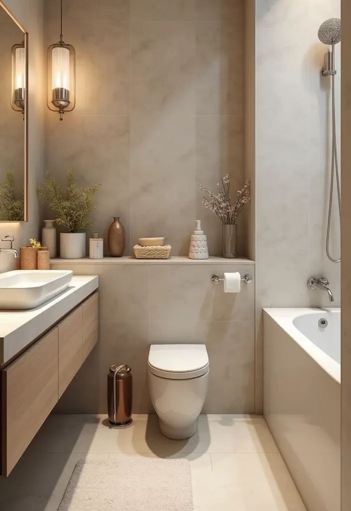 29 Coffee Shop Bathroom Ideas That Feel Cozy - 22. Stylish Waste Bins