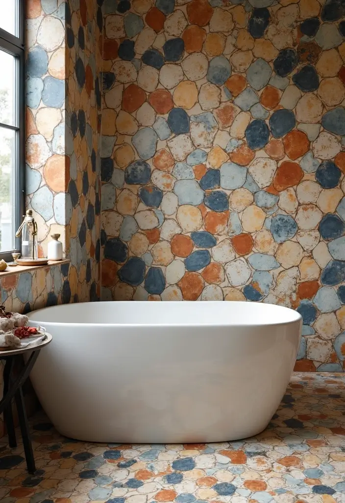 29 Coffee Shop Bathroom Ideas That Feel Cozy - 23. Artsy Tile Patterns