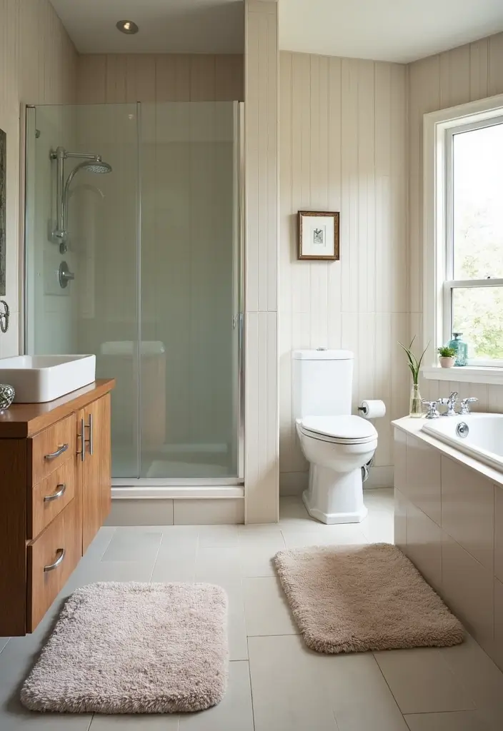 29 Coffee Shop Bathroom Ideas That Feel Cozy - 24. Cozy Bath Mats