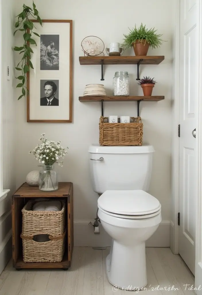 29 Coffee Shop Bathroom Ideas That Feel Cozy - 9. Upcycled Decor Items