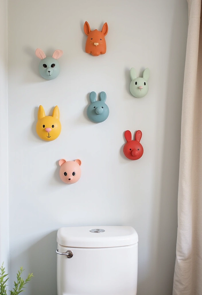 29 Girly Bathroom Aesthetic Ideas That Feel Playful - 17. Quirky Wall Hooks