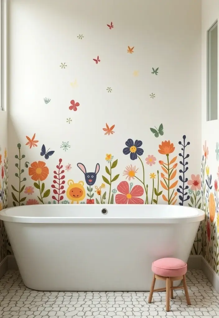 29 Girly Bathroom Aesthetic Ideas That Feel Playful - 23. Fun Wall Decals