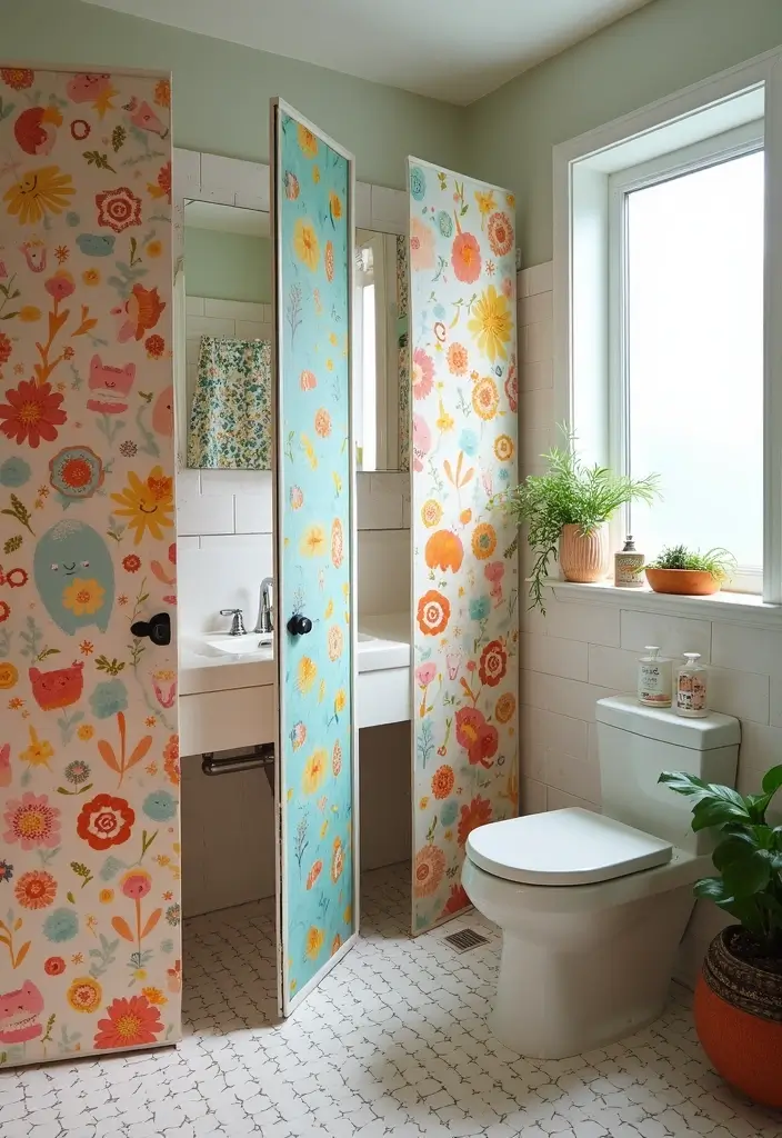 29 Girly Bathroom Aesthetic Ideas That Feel Playful - 25. Playful Privacy Screens