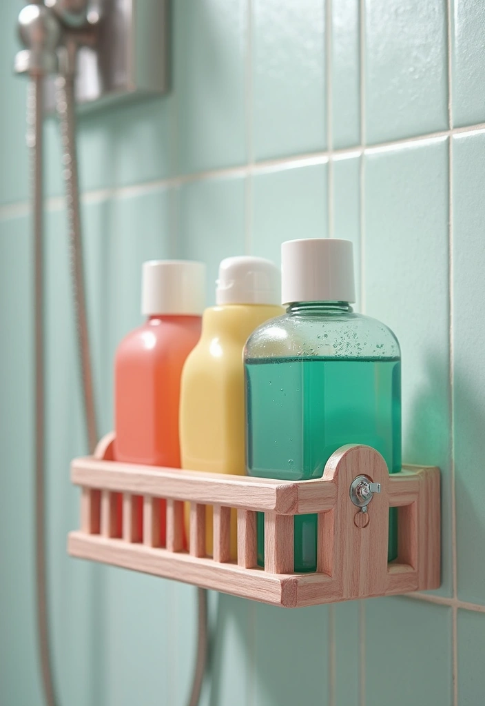 29 Girly Bathroom Aesthetic Ideas That Feel Playful - 27. Fun Shower Caddy
