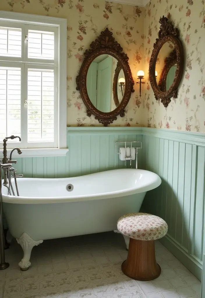 29 Girly Bathroom Aesthetic Ideas That Feel Playful - 6. Vintage Touches