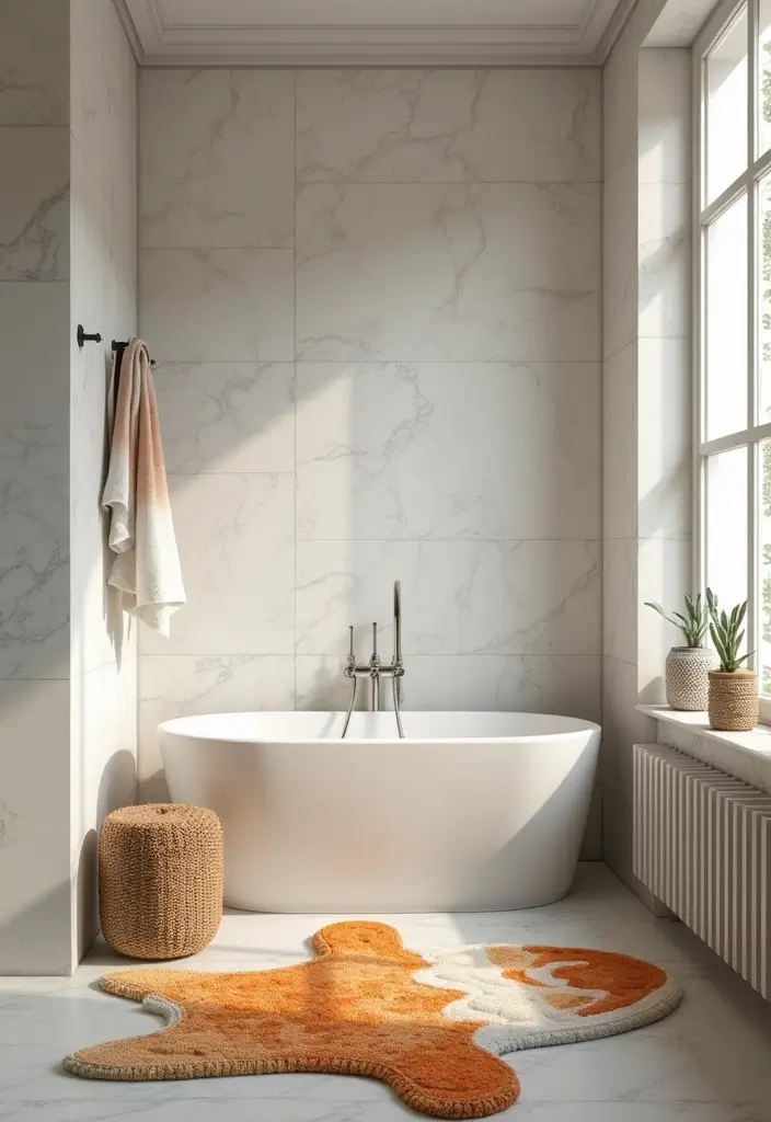 29 Girly Bathroom Aesthetic Ideas That Feel Playful - 7. Playful Rugs