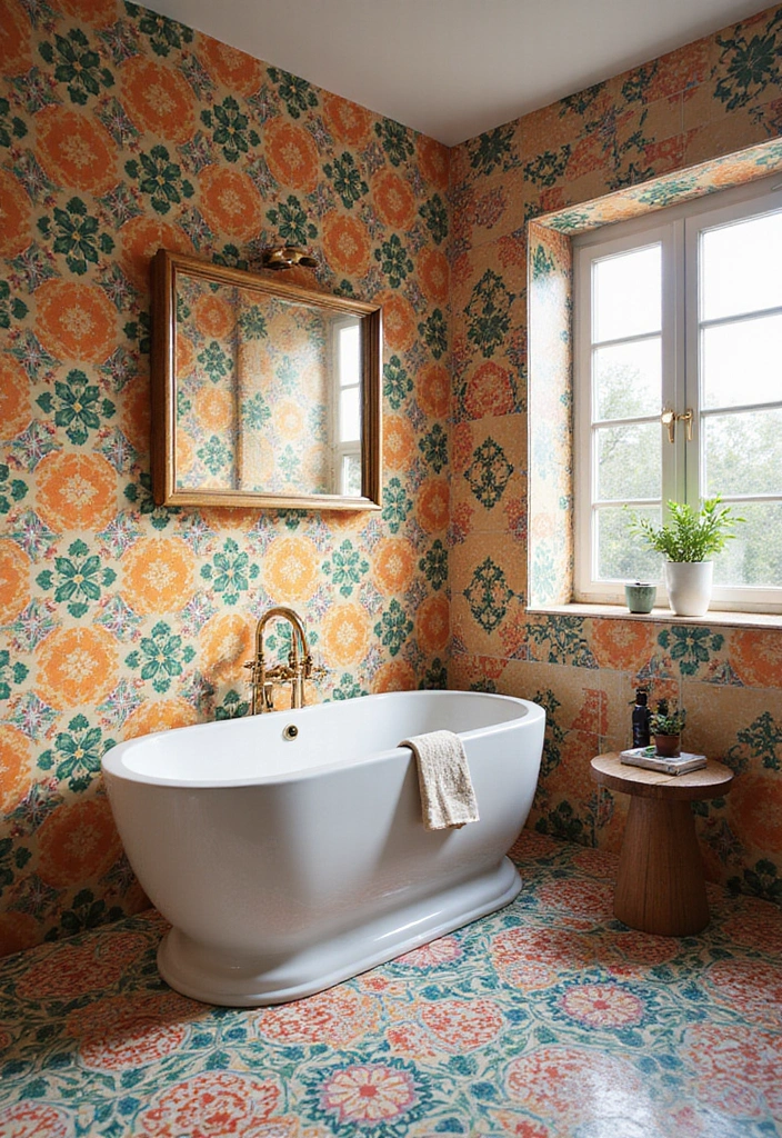 29 Girly Bathroom Aesthetic Ideas That Feel Playful - 9. Bright and Bold Tiles