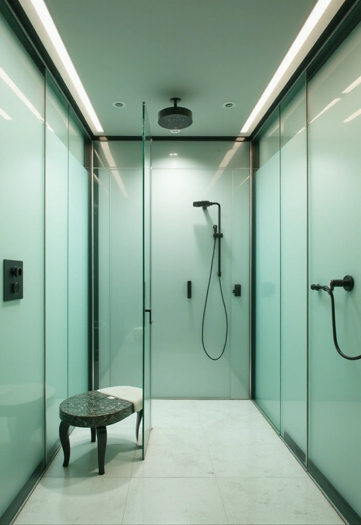 29 Green And Black Bathroom Designs That Feel Luxe - 14. Frosted Glass Elements