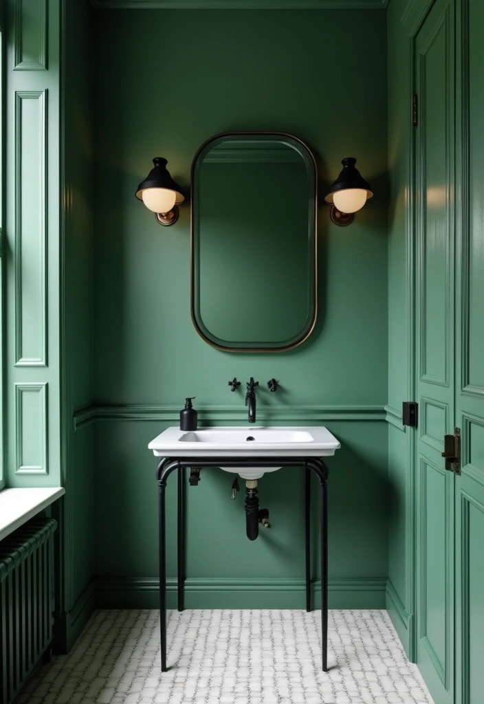 29 Green And Black Bathroom Designs That Feel Luxe - 16. Chic Green Paint Options
