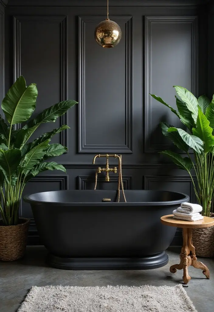29 Green And Black Bathroom Designs That Feel Luxe - 17. Dramatic Bathtubs