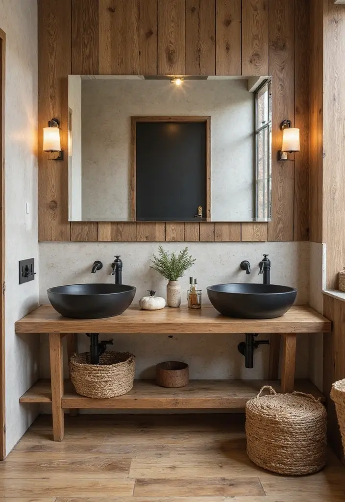 29 Green And Black Bathroom Designs That Feel Luxe - 2. Eco-Friendly Materials with Modern Flair