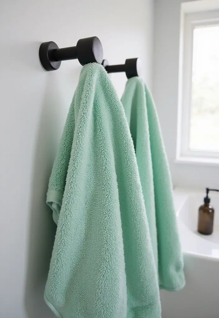 29 Green And Black Bathroom Designs That Feel Luxe - 27. Chic Towel Racks