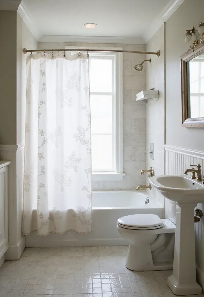 29 Green Bathroom Shower Curtain Ideas That Transform The Look - 13. Elegant Silhouettes