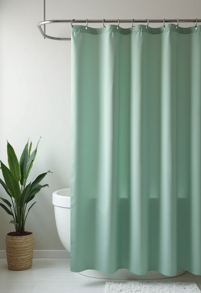 29 Green Bathroom Shower Curtain Ideas That Transform The Look - 2. Minimalist Solid Green