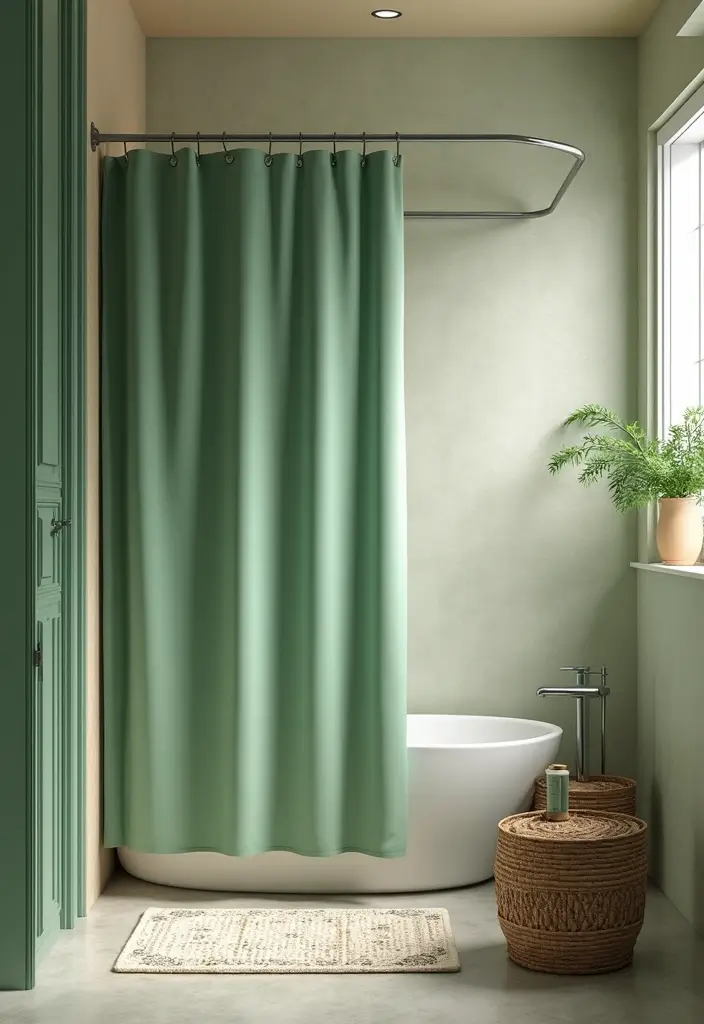 29 Green Bathroom Shower Curtain Ideas That Transform The Look - 22. Eco-Conscious Choices