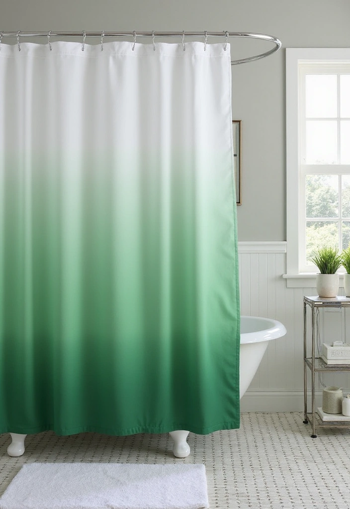 29 Green Bathroom Shower Curtain Ideas That Transform The Look - 5. Ombre Designs