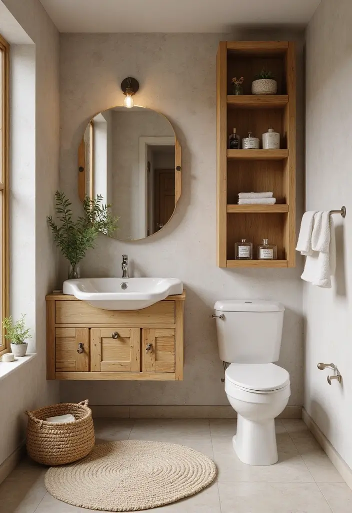 29 Japandi Style Bathroom Ideas With Zen Aesthetics - 17. Bamboo Accents for Warmth