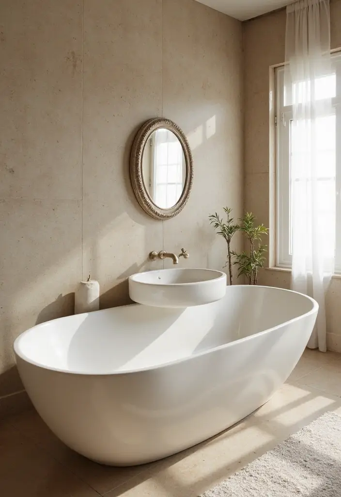 29 Japandi Style Bathroom Ideas With Zen Aesthetics - 26. Soft Curved Fixtures