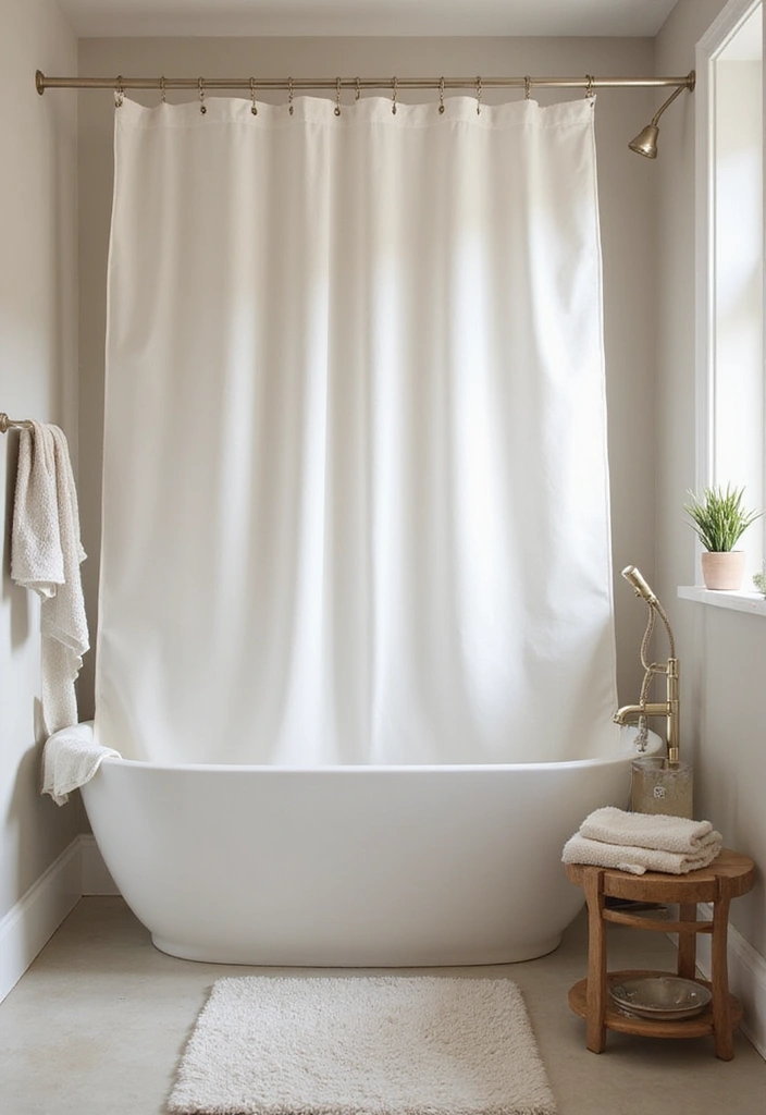 29 Japandi Style Bathroom Ideas With Zen Aesthetics - 28. Simple Yet Elegant Shower Curtains