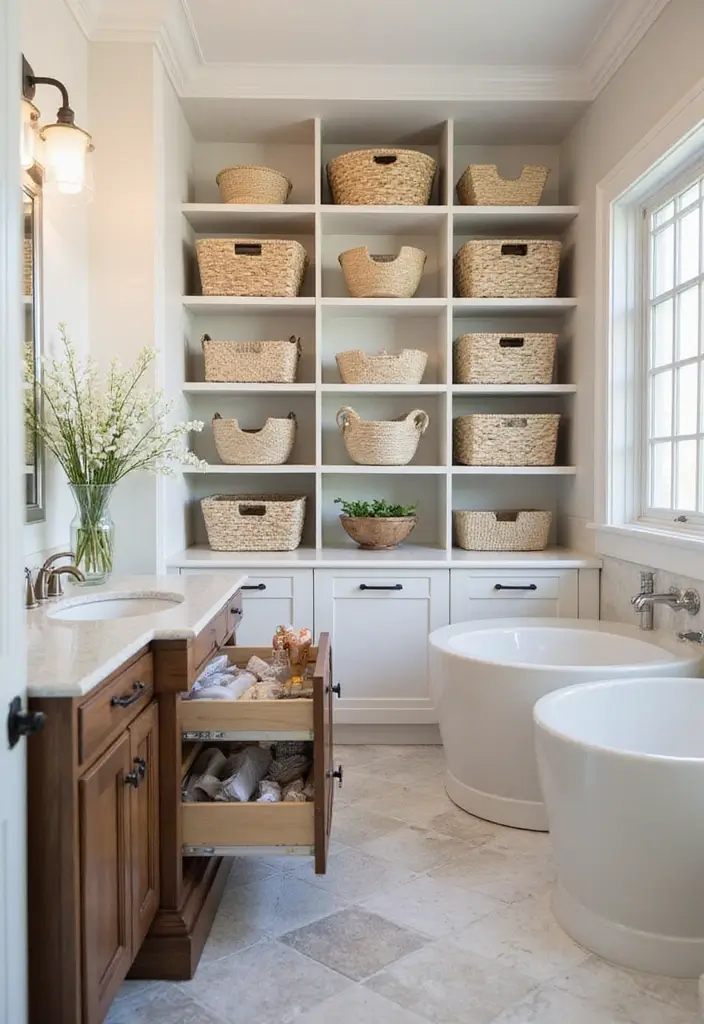 29 Modern Guest Bathroom Ideas That Impress Visitors - 13. Customized Storage Solutions
