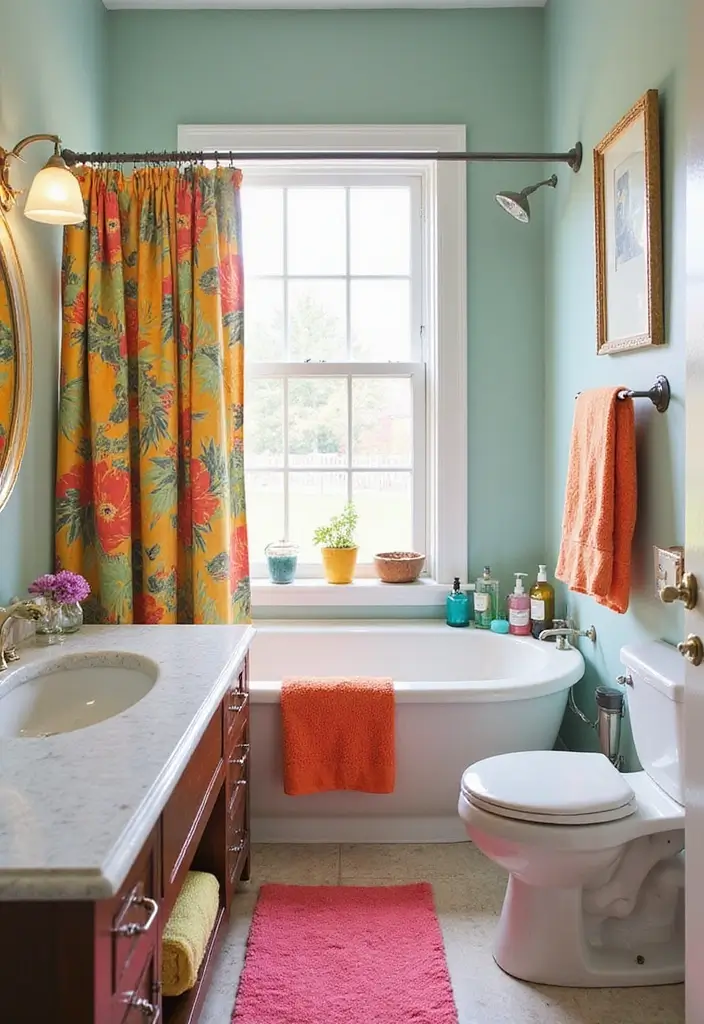29 Modern Guest Bathroom Ideas That Impress Visitors - 18. Bold Color Accents