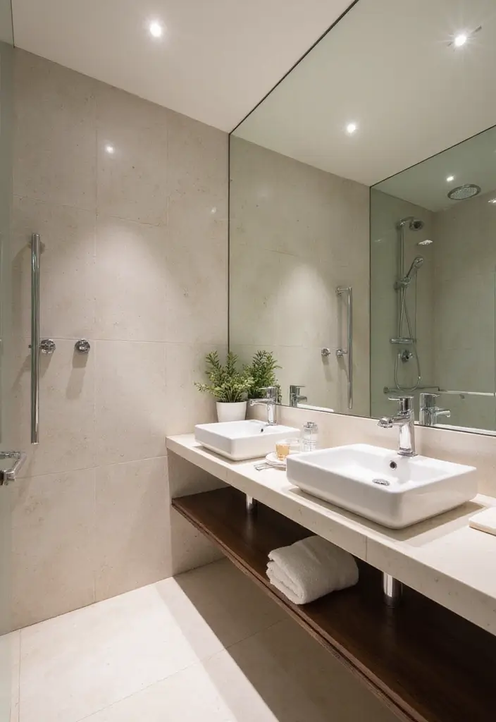 29 Modern Guest Bathroom Ideas That Impress Visitors - 25. Reflective Surfaces