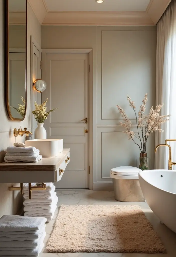 29 Modern Guest Bathroom Ideas That Impress Visitors - 8. Luxurious Textiles