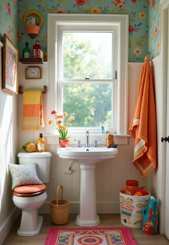 29 Small Bathroom Design Ideas That Work Wonders - 14. Colorful Accents