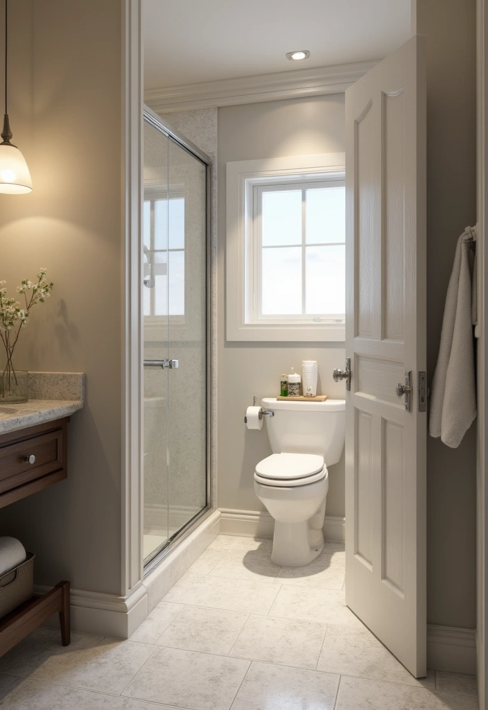 29 Small Bathroom Design Ideas That Work Wonders - 21. Pocket Doors