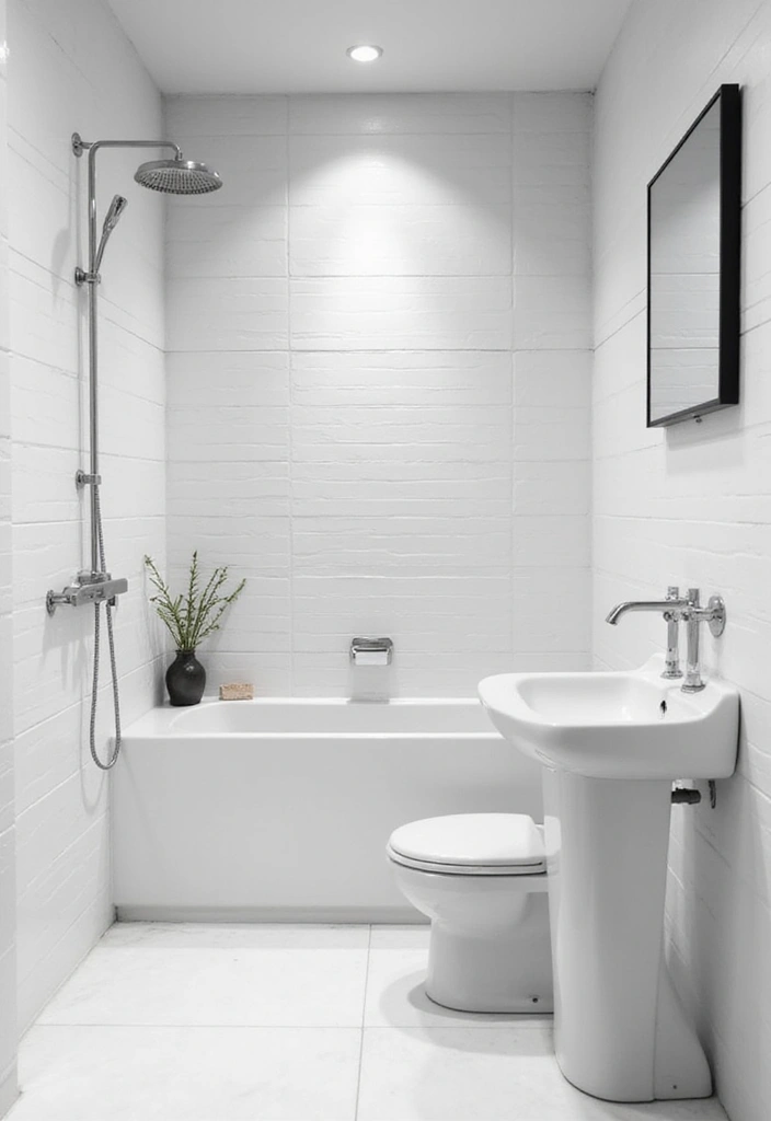 29 Small Bathroom Floor Tile Ideas That Feel Spacious - 17. Minimalist White Tiles