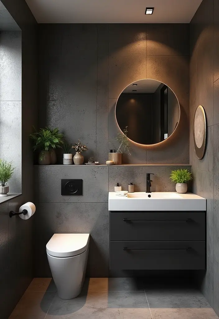 29 Small Bathroom Floor Tile Ideas That Feel Spacious - 19. Industrial Chic Tiles