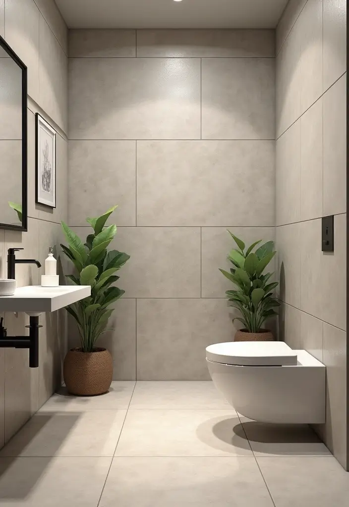 29 Small Bathroom Floor Tile Ideas That Feel Spacious - 3. Large Format Tiles