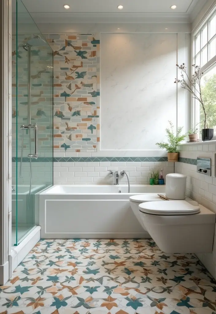 29 Small Bathroom Floor Tile Ideas That Feel Spacious - 6. Subway Tiles with a Twist
