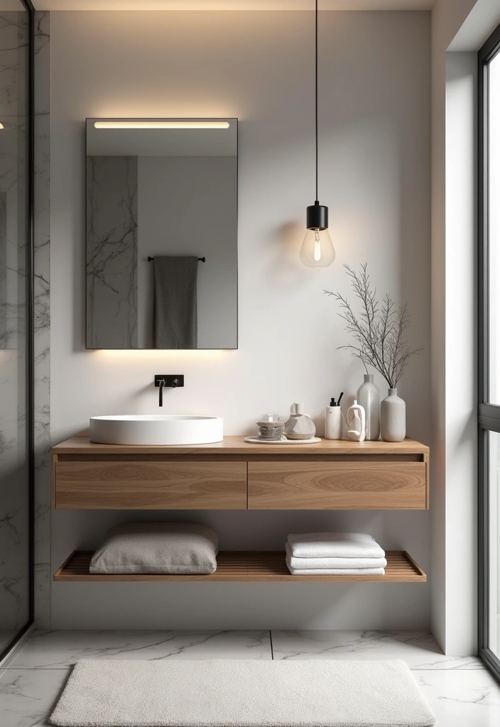 29 Standing Shower Bathroom Ideas That Save Space - 10. Floating Vanities