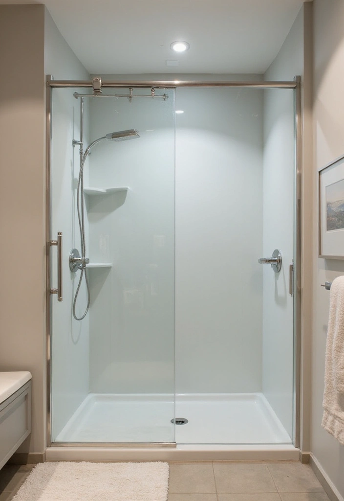 29 Standing Shower Bathroom Ideas That Save Space - 11. Sliding Shower Doors