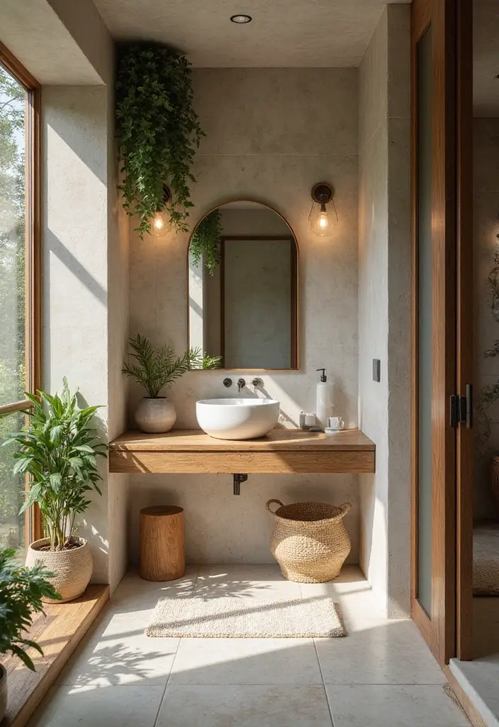 29 Standing Shower Bathroom Ideas That Save Space - 22. Natural Elements