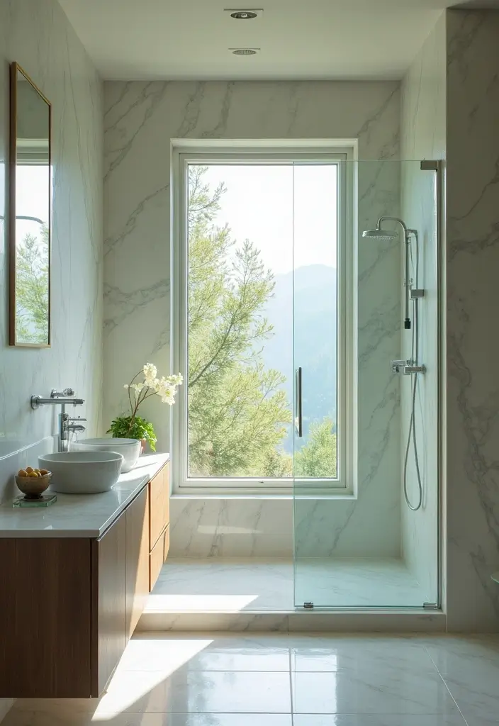 29 Standing Shower Bathroom Ideas That Save Space - 24. Shower with a View