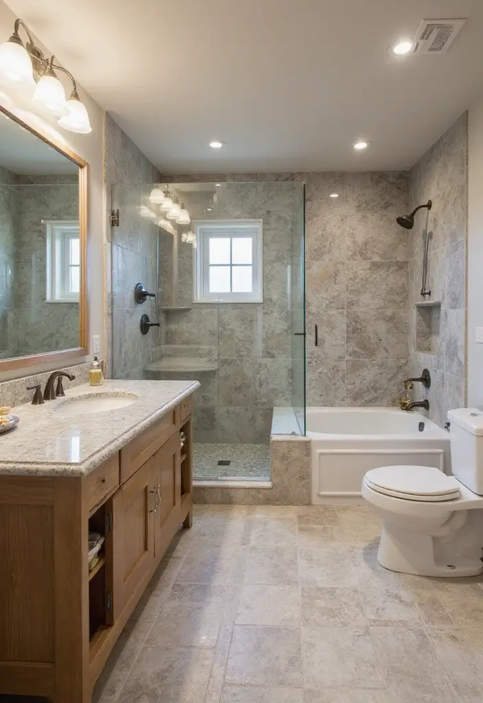 29 White And Beige Bathroom Ideas That Feel Timeless - 13. Natural Stone Accents