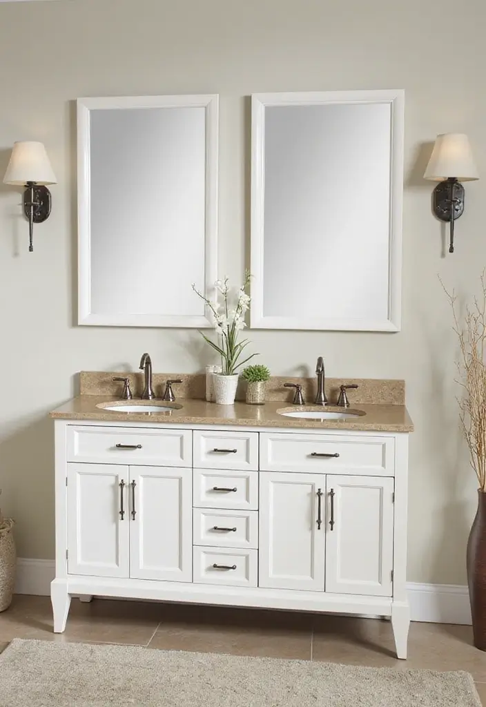 29 White And Beige Bathroom Ideas That Feel Timeless - 17. Dual-Sink Vanities