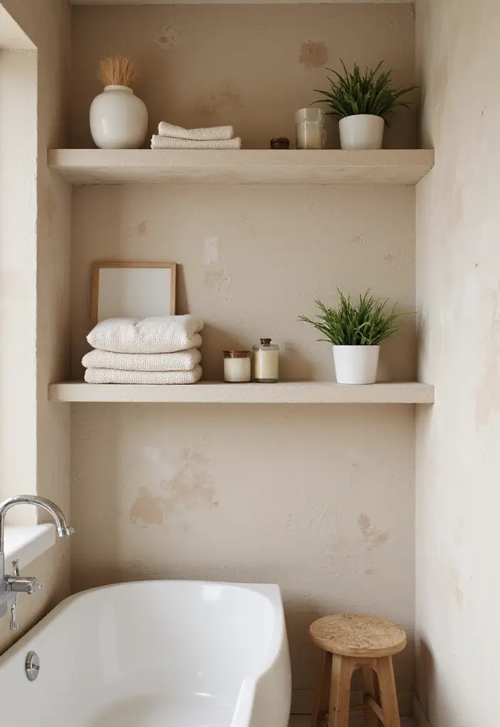 29 White And Beige Bathroom Ideas That Feel Timeless - 19. Beige Accent Walls