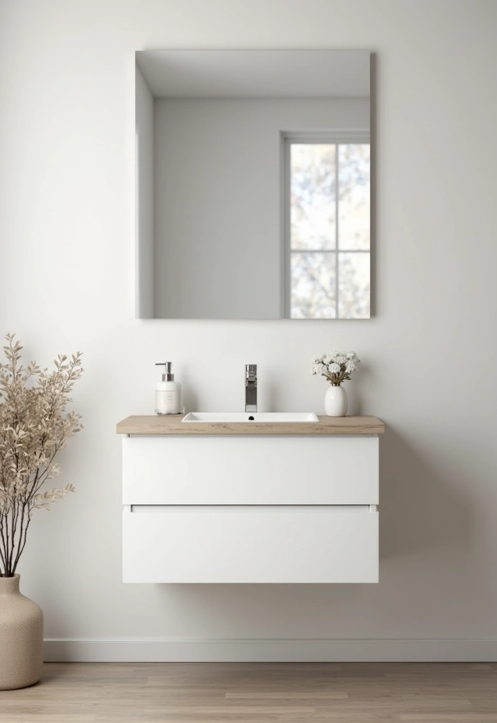 29 White And Beige Bathroom Ideas That Feel Timeless - 2. Minimalist Floating Vanity