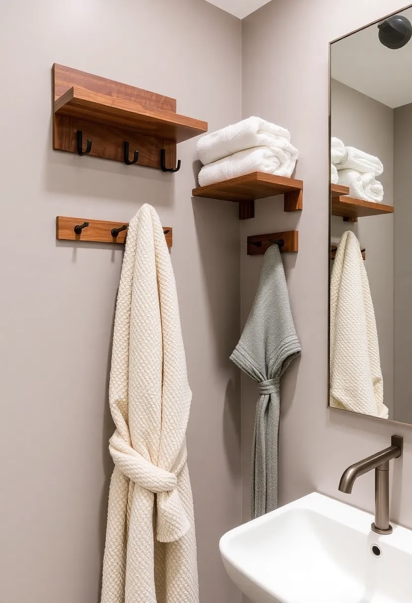 29 White And Beige Bathroom Ideas That Feel Timeless - 26. Stylish Hooks and Racks