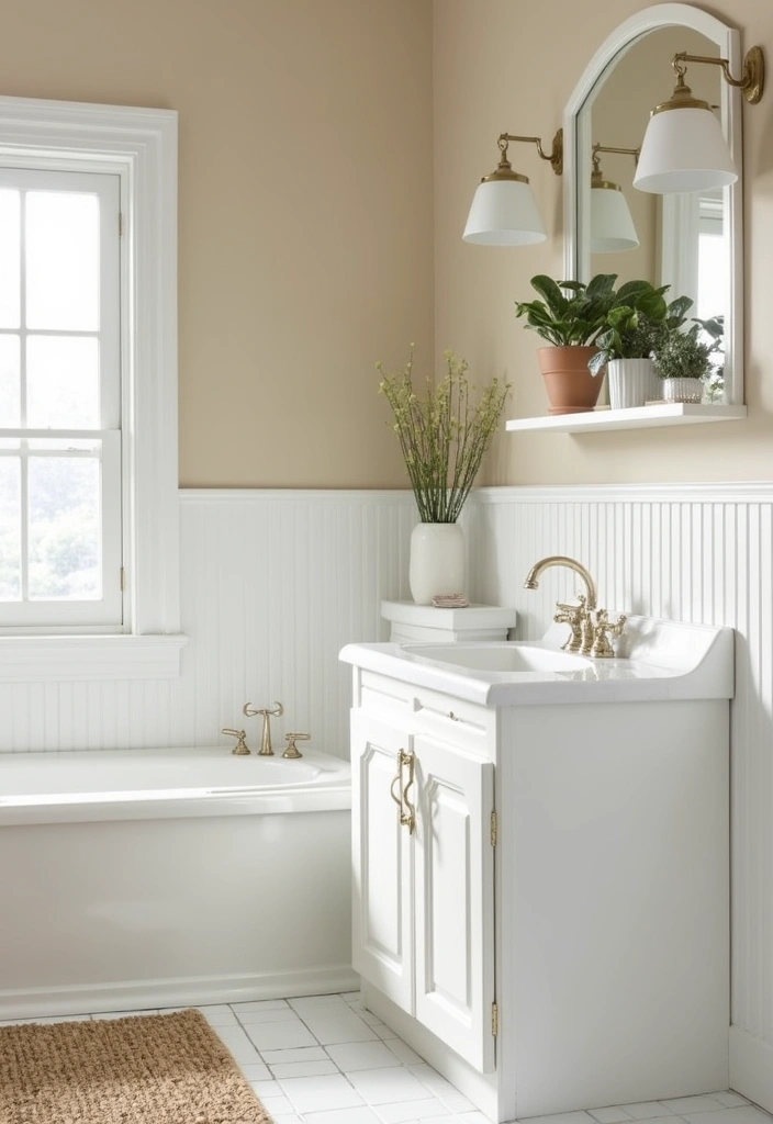 29 White And Beige Bathroom Ideas That Feel Timeless - 9. Classic Beadboard Wainscoting