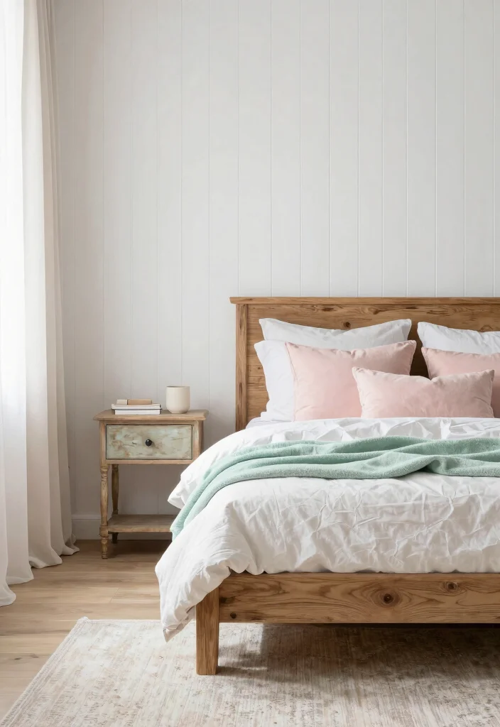 15 Beadboard Half Wall Bedroom Ideas for a Classic Cozy Touch - 1. Warm White Charm 1