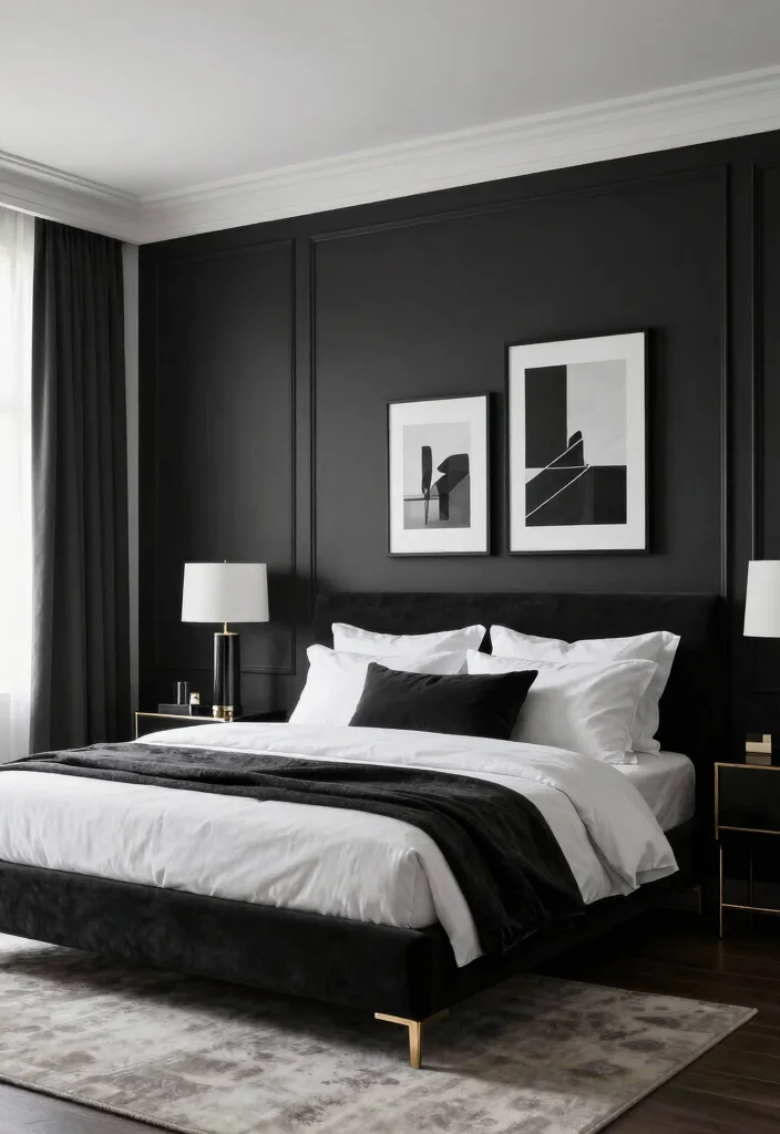 15 Beadboard Half Wall Bedroom Ideas for a Classic Cozy Touch - 10. Classic Black and White 1
