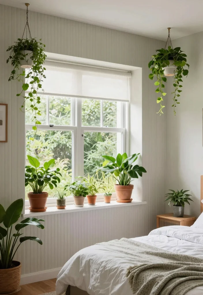 15 Beadboard Half Wall Bedroom Ideas for a Classic Cozy Touch - 12. Plant-Friendly Spaces 1